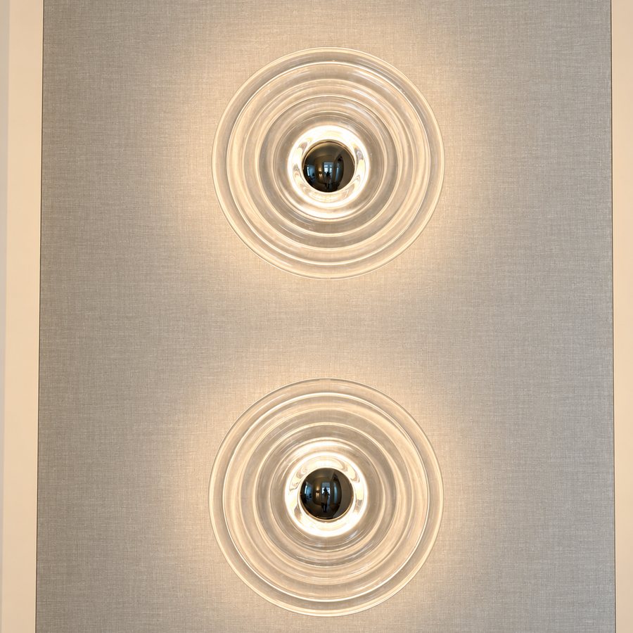 Glass wall lights in the waiting area